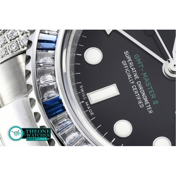 Rolex - GMT II Blue/Wht Rubies SS/SS Blk BP A3186 Mod