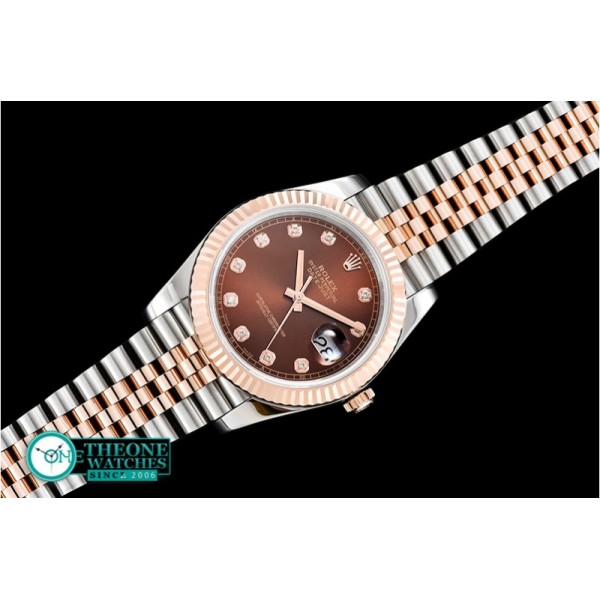 Rolex - DJ2 41mm 18K Wrapped RG/SS Brown Diam Noob A3235 Mod