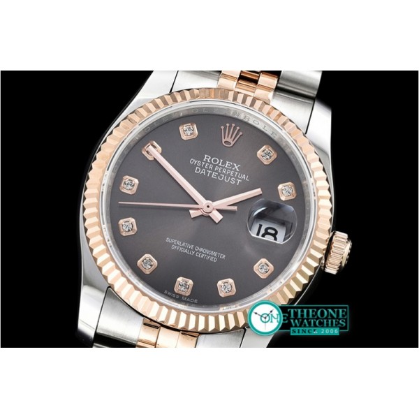 Rolex - DateJust Jub Flt RG/SS Dark Grey Diam BP A3135 Mod