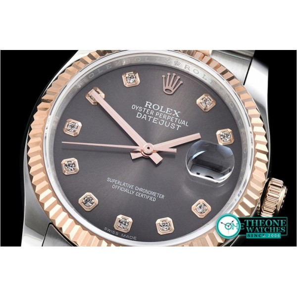 Rolex - DateJust Jub Flt RG/SS Dark Grey Diam BP A3135 Mod