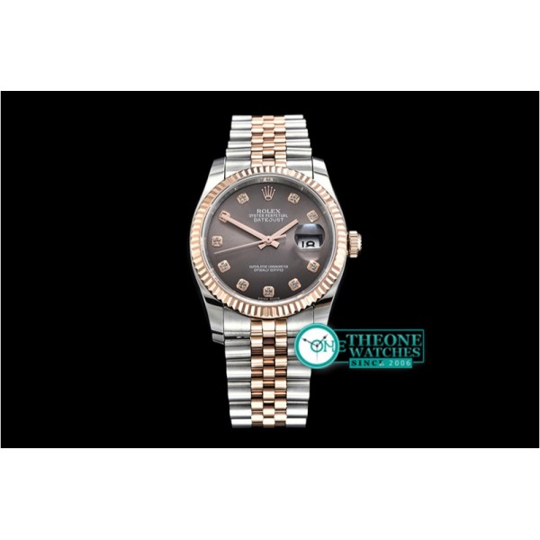 Rolex - DateJust Jub Flt RG/SS Dark Grey Diam BP A3135 Mod