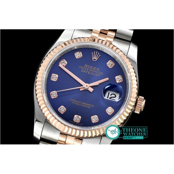 Rolex - DateJust Jub Flt RG/SS Dark Blue Diam BP A3135 Mod