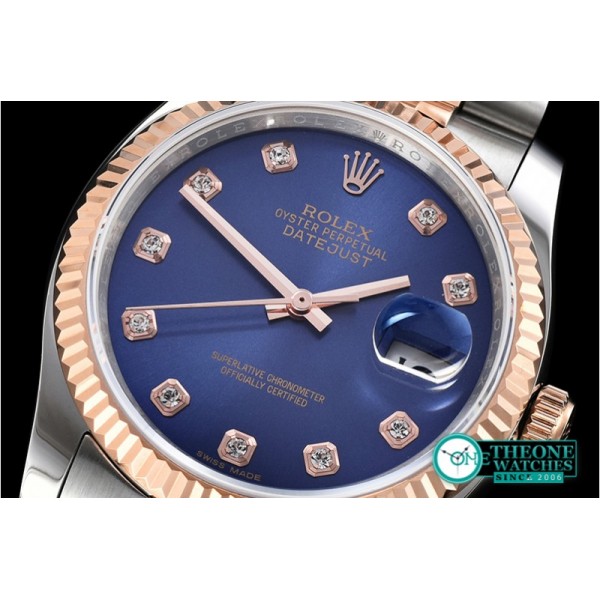 Rolex - DateJust Jub Flt RG/SS Dark Blue Diam BP A3135 Mod