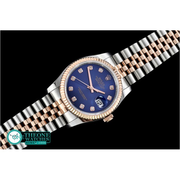 Rolex - DateJust Jub Flt RG/SS Dark Blue Diam BP A3135 Mod