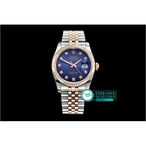 Rolex - DateJust Jub Flt RG/SS Dark Blue Diam BP A3135 Mod