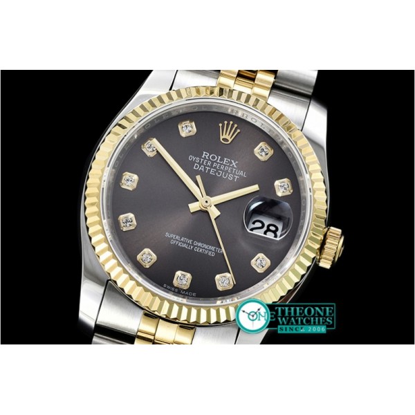 Rolex - DateJust Jub Flt YG/SS Dark Grey Diam BP A3135 Mod