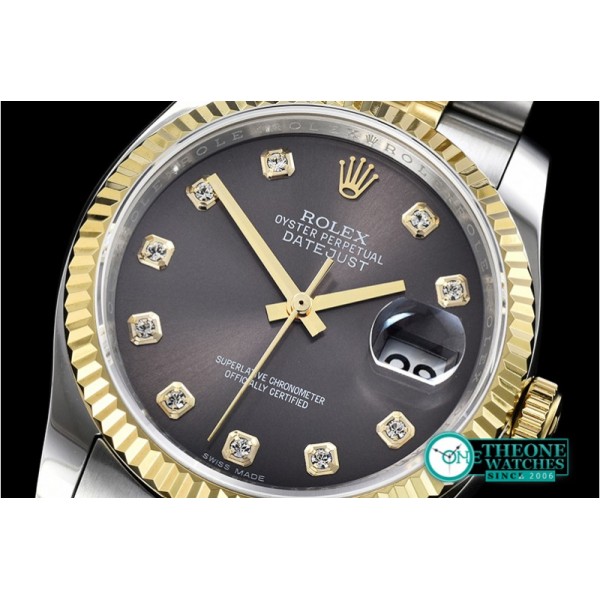 Rolex - DateJust Jub Flt YG/SS Dark Grey Diam BP A3135 Mod