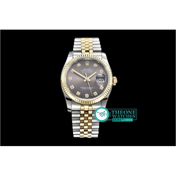 Rolex - DateJust Jub Flt YG/SS Dark Grey Diam BP A3135 Mod