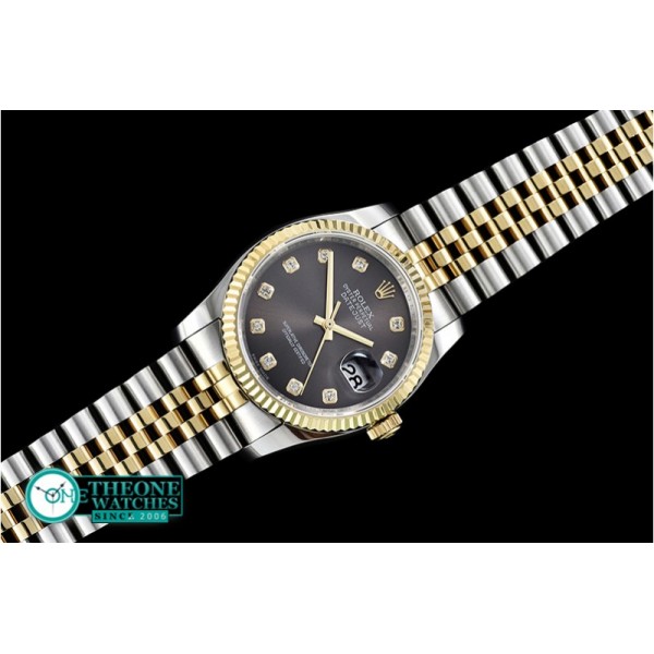 Rolex - DateJust Jub Flt YG/SS Dark Grey Diam BP A3135 Mod