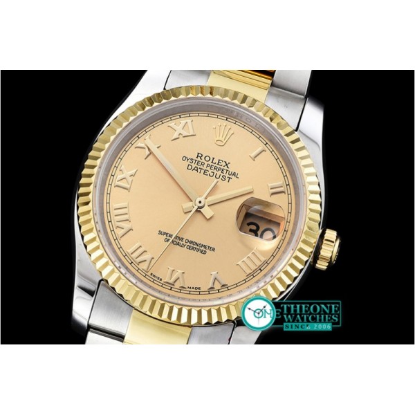 Rolex - DJ 36mm Oyst Flt YG/SS (Wrap) Gold Roman BP A3135 Mod