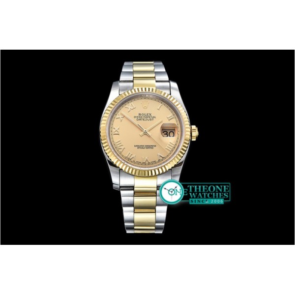 Rolex - DJ 36mm Oyst Flt YG/SS (Wrap) Gold Roman BP A3135 Mod