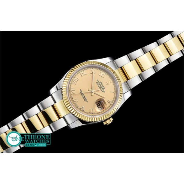 Rolex - DJ 36mm Oyst Flt YG/SS (Wrap) Gold Roman BP A3135 Mod