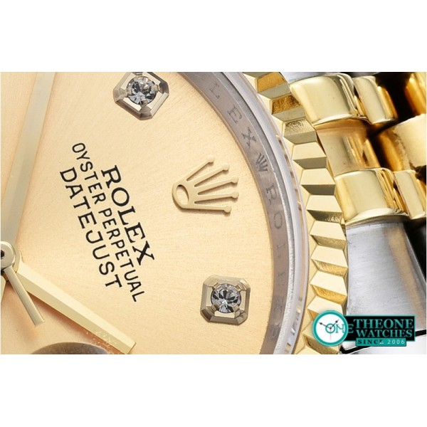 Rolex - DJ 36mm Oyst Flt YG/SS (Wrap) Gold Diams BP A3135 Mod