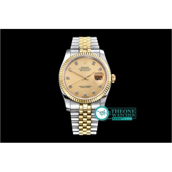 Rolex - DJ 36mm Oyst Flt YG/SS (Wrap) Gold Diams BP A3135 Mod