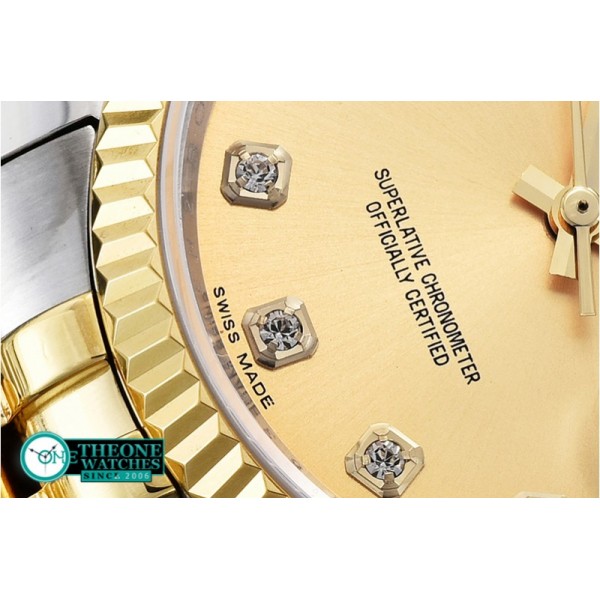 Rolex - DJ 36mm Oyst Flt YG/SS (Wrap) Gold Diams BP A3135 Mod