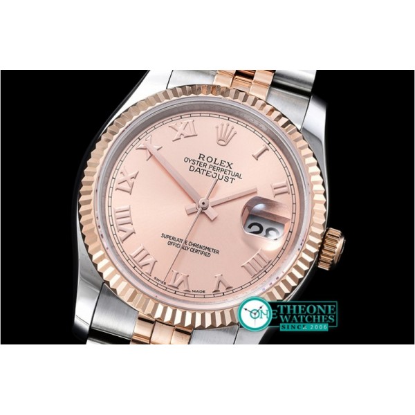 Rolex - DJ 36mm Jub Flt RG/SS Rose Roman BP A3135 Mod