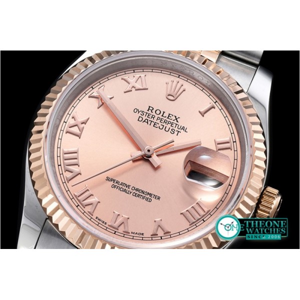 Rolex - DJ 36mm Jub Flt RG/SS Rose Roman BP A3135 Mod