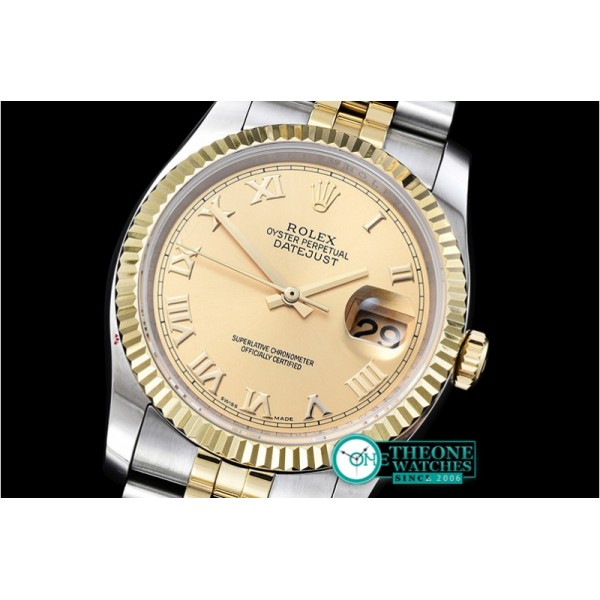 Rolex - DJ 36mm Jub Flt YG/SS Gold Roman BP A3135 Mod