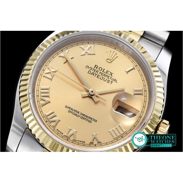 Rolex - DJ 36mm Jub Flt YG/SS Gold Roman BP A3135 Mod