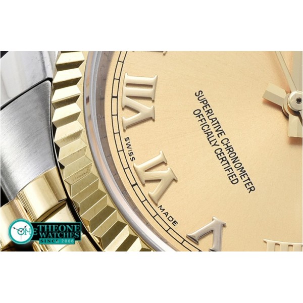 Rolex - DJ 36mm Jub Flt YG/SS Gold Roman BP A3135 Mod