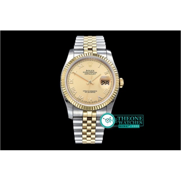 Rolex - DJ 36mm Jub Flt YG/SS Gold Roman BP A3135 Mod