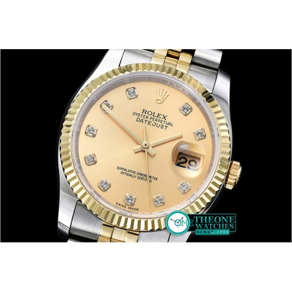 Rolex - DJ 36mm Jub Flt YG/SS Gold Diams BP A3135 Mod