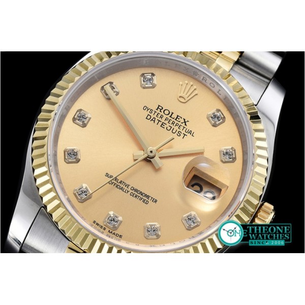 Rolex - DJ 36mm Jub Flt YG/SS Gold Diams BP A3135 Mod