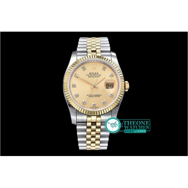 Rolex - DJ 36mm Jub Flt YG/SS Gold Diams BP A3135 Mod