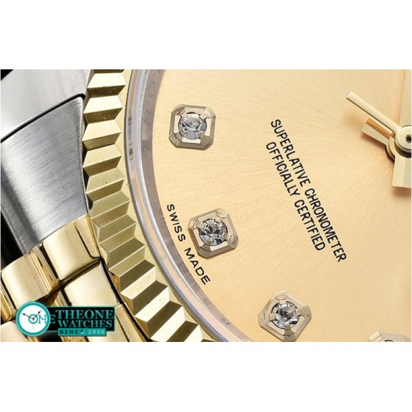 Rolex - DJ 36mm Jub Flt YG/SS Gold Diams BP A3135 Mod