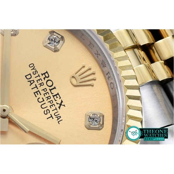 Rolex - DJ 36mm Jub Flt YG/SS Gold Diams BP A3135 Mod