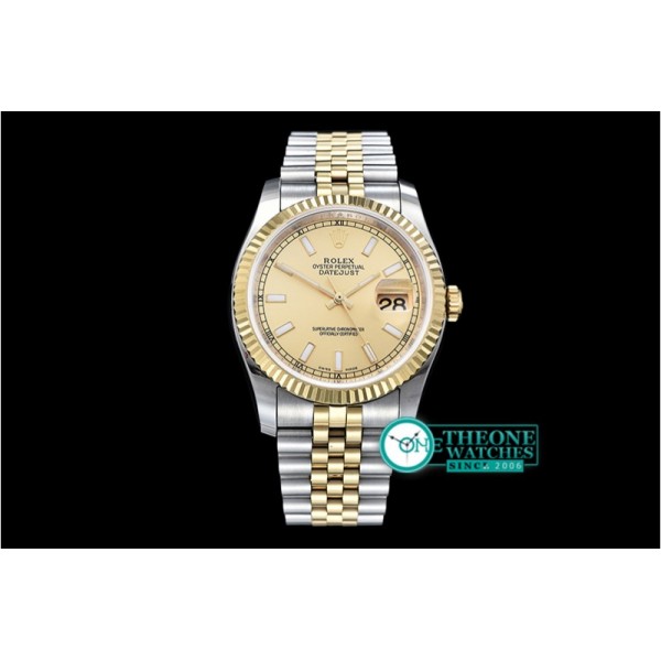 Rolex - DJ 36mm Jub Flt YG/SS Gold Sticks BP A3135 Mod