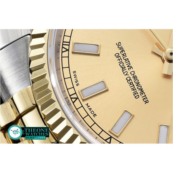 Rolex - DJ 36mm Jub Flt YG/SS Gold Sticks BP A3135 Mod