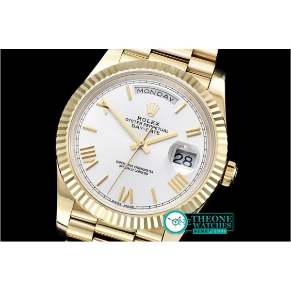 Rolex - DayDate 40mm Flt YG/YG Silv Wht Roman Noob A3255 Mod