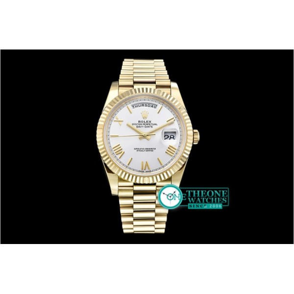 Rolex - DayDate 40mm Flt YG/YG Silv Wht Roman Noob A3255 Mod