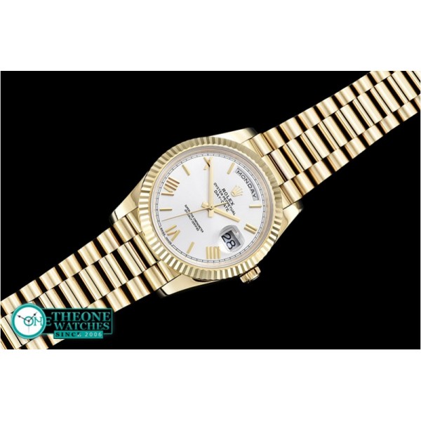 Rolex - DayDate 40mm Flt YG/YG Silv Wht Roman Noob A3255 Mod