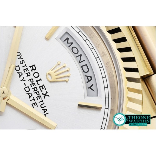 Rolex - DayDate 40mm Flt YG/YG Silv Wht Roman Noob A3255 Mod