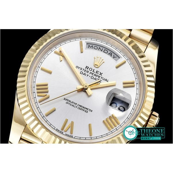 Rolex - DayDate 40mm Flt YG/YG Silv Wht Roman Noob A3255 Mod