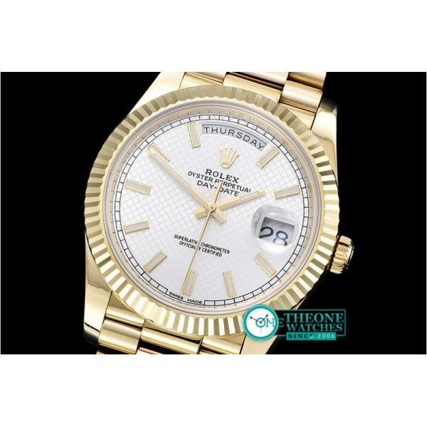 Rolex - DayDate 40mm Flt YG/YG Wht Stick Noob A3255 Mod