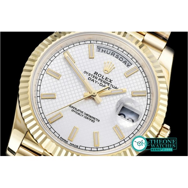 Rolex - DayDate 40mm Flt YG/YG Wht Stick Noob A3255 Mod