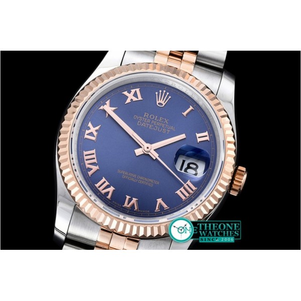 Rolex - DJ 36mm Jub Flt RG/SS Blue Roman BP A3135 Mod