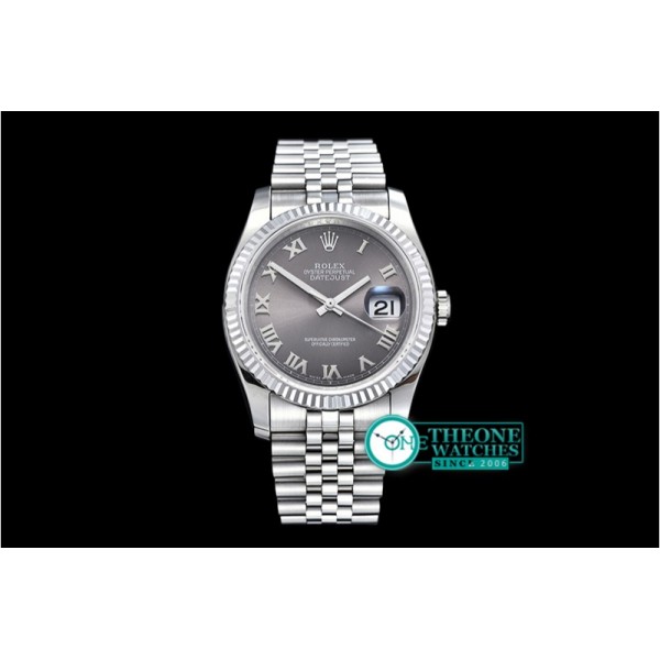 Rolex - DJ 36mm Jub Flt SS/SS Dark Grey Rmn BP A3135 Mod