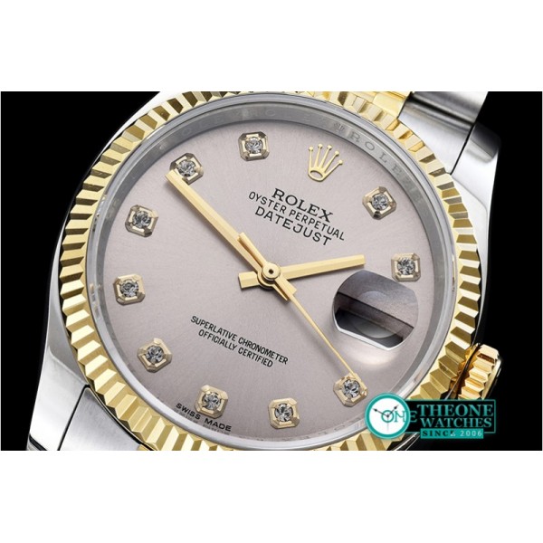 Rolex - DJ 36mm Jub Flt YG/SS Light Grey Diam BP A3135 Mod