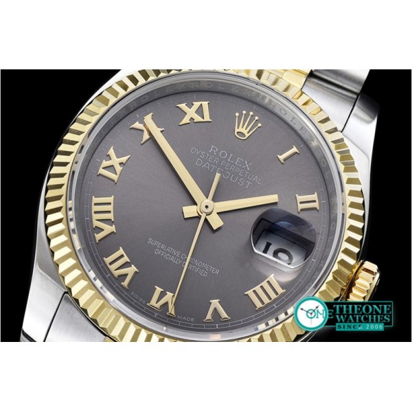 Rolex - DJ 36mm Jub Flt YG/SS Dark Grey Rmn BP A3135 Mod