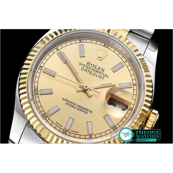 Rolex - DJ 36mm Jub Flt YG/SS Gold Stk BP A3135 Mod