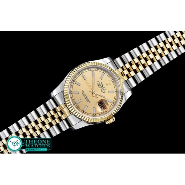 Rolex - DJ 36mm Jub Flt YG/SS Gold Stk BP A3135 Mod