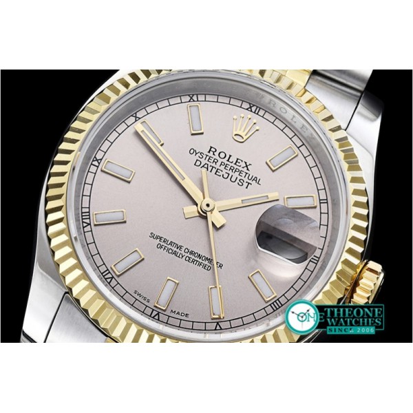 Rolex - DJ 36mm Jub Flt YG/SS Light Grey Stk BP A3135 Mod