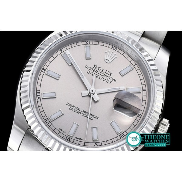 Rolex - DJ 36mm Oyst Flt SS/SS Light Grey Stk BP A3135 Mod