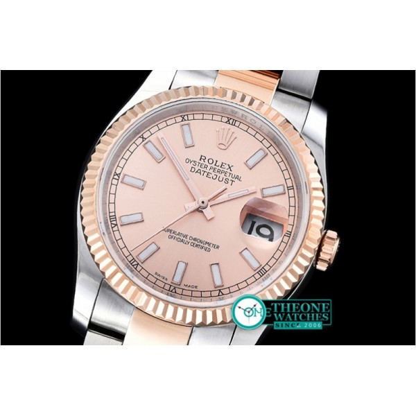 Rolex - DJ 36mm Oyst Flt RG/SS Rose Stick BP A3135 Mod