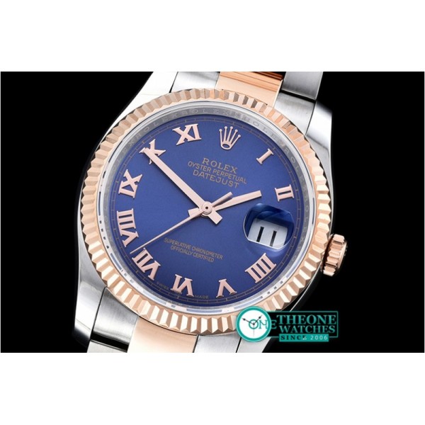 Rolex - DJ 36mm Oyst Flt RG/SS Blue Rmn BP A3135 Mod