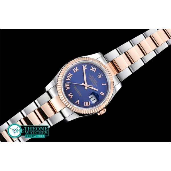 Rolex - DJ 36mm Oyst Flt RG/SS Blue Rmn BP A3135 Mod